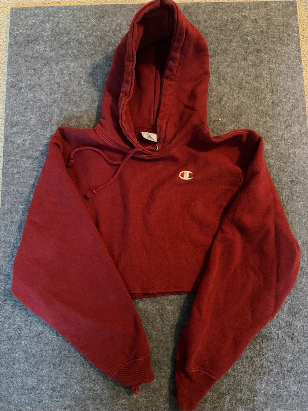 Champion Deep Red Hooded Sweatshirt with Drawstring